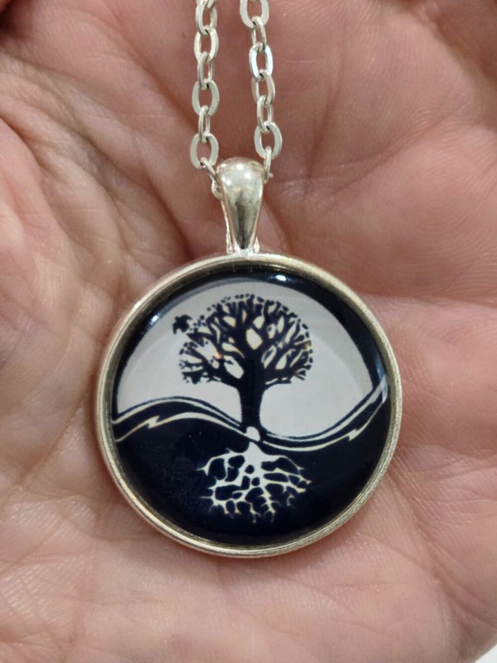 Handmade ✦ Tree of Life Glass Pendant ✦ Artistic Vibrant Cab Necklace 18" NWT - Picture 11 of 12